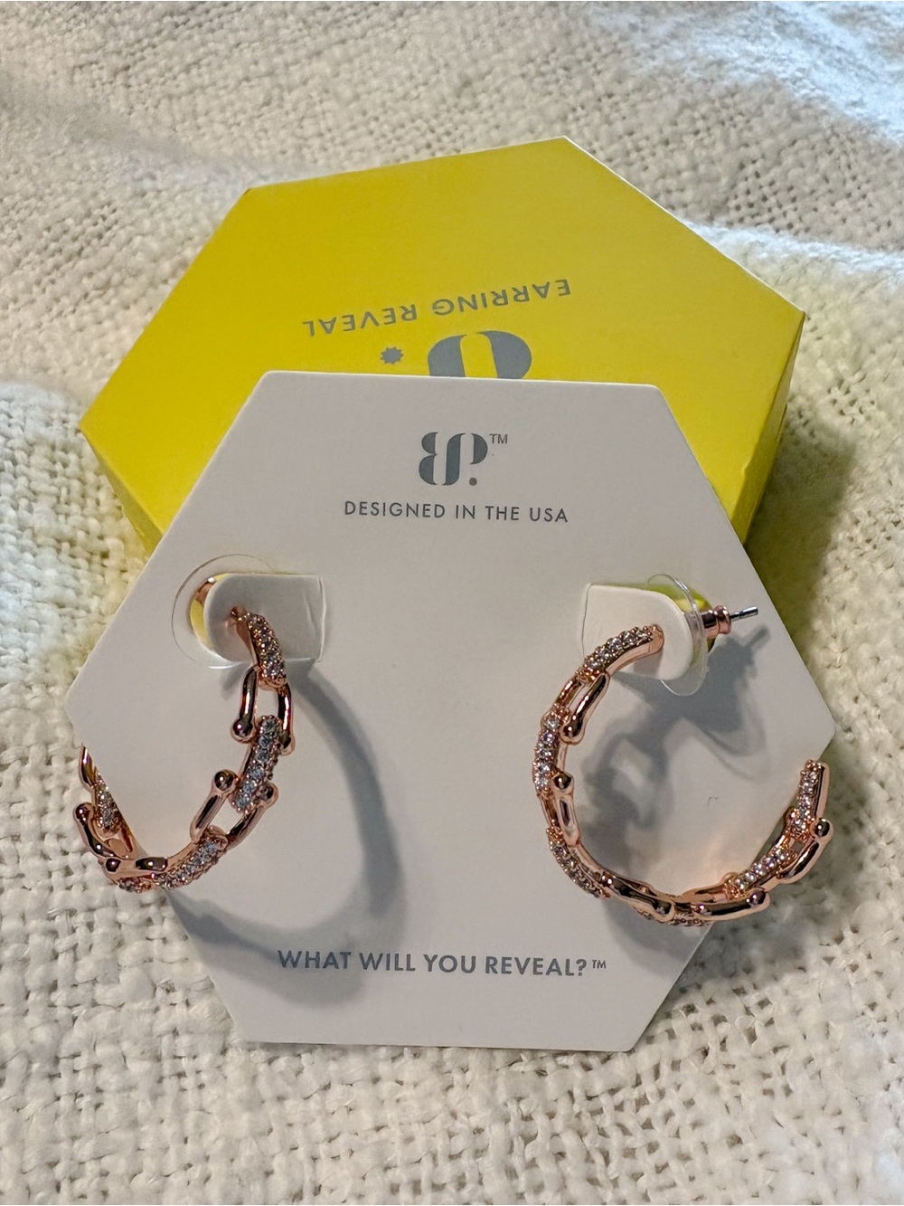 Earrings by Bomb Party Rose Gold Hoop Earrings with Diamond CZ